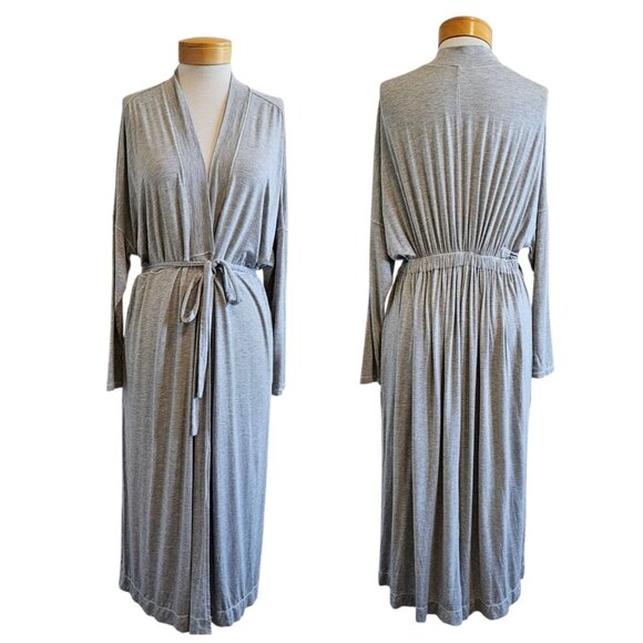 Intimately Free People Essential Gray Belted Waist Dropped Shoulder Long Robe S - Picture 1 of 10